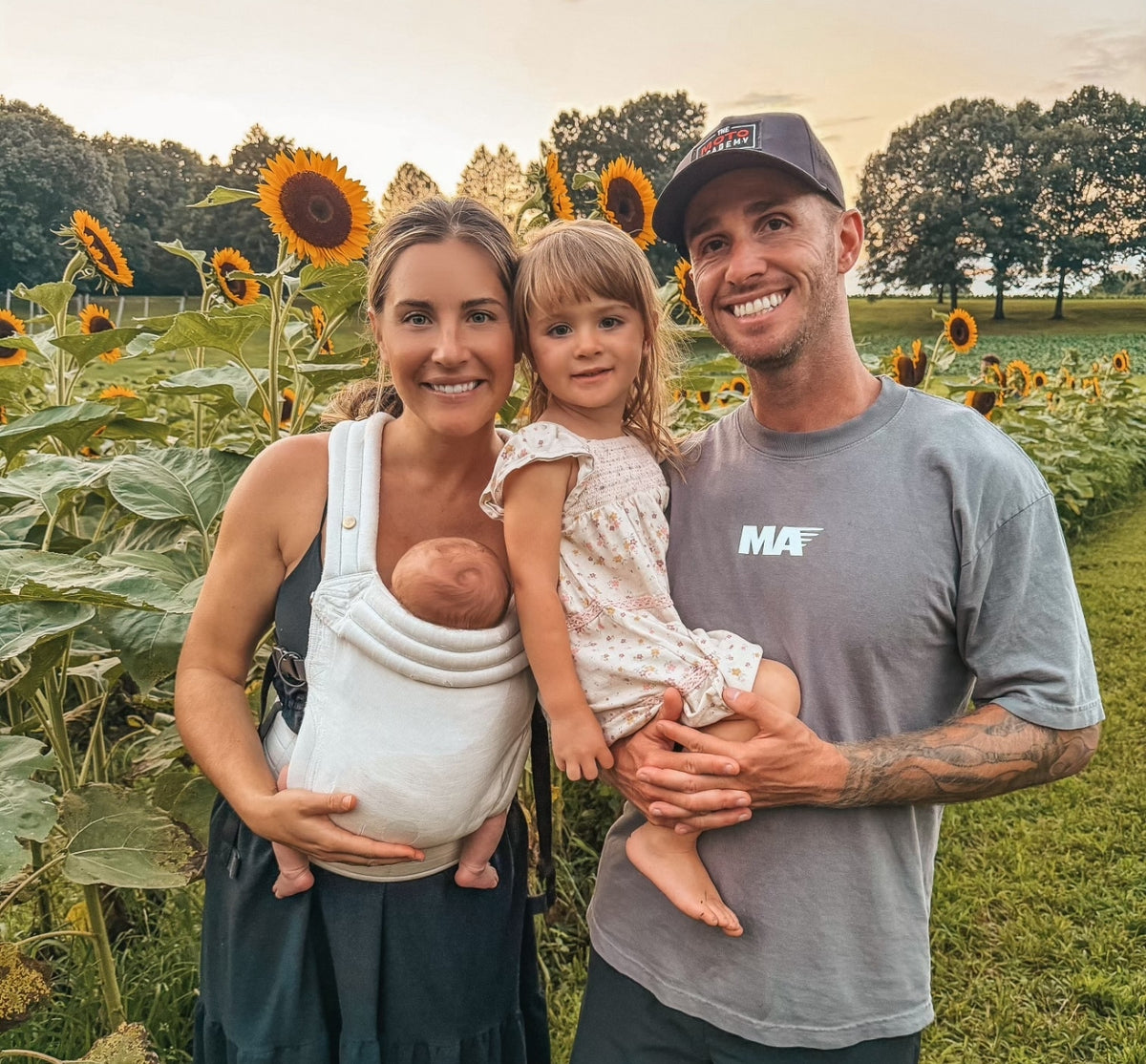 AJ, Ally, their daughter Millie and their baby River — the family behind Mills